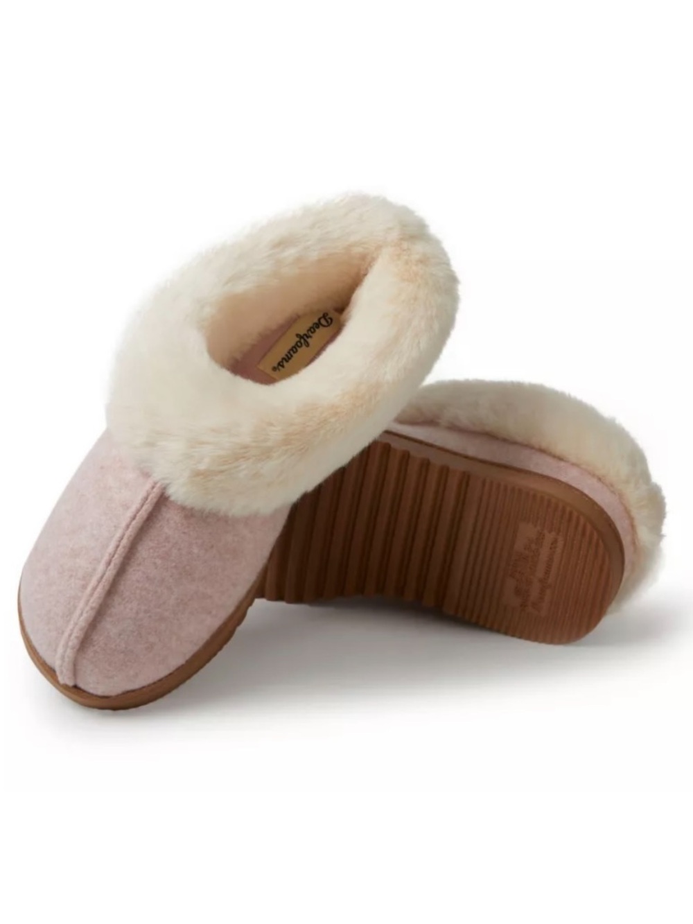 Dearfoams—Chloe Soft Knit Clog Memory Foam Slipper, Pink Mauve